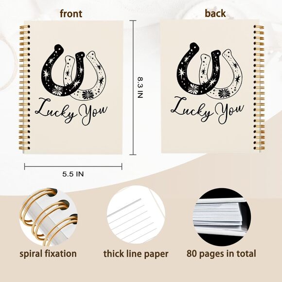 Hardcover Western style Lucky Horseshoe Notebook Journal Diary 8x5 inch - Picture 3 of 4
